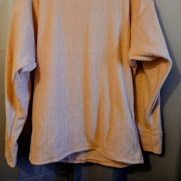 NEW Lightweight Terry Cowl neck Sweater Top womens M Pink stretch knit Long slv - Picture 7 of 8